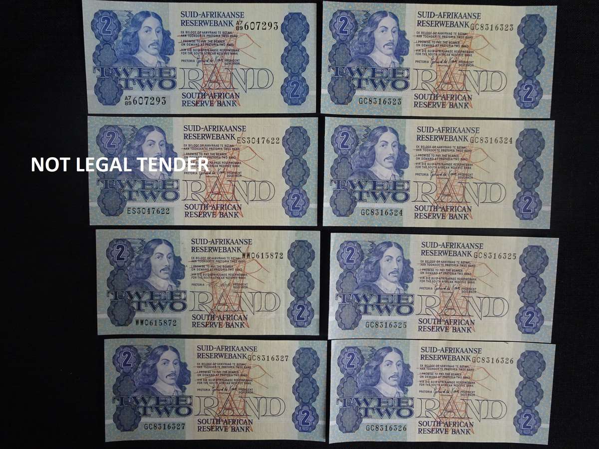 8x South Africa Two Rand Bank Notes - Gerhard De Kock - Please See My Description