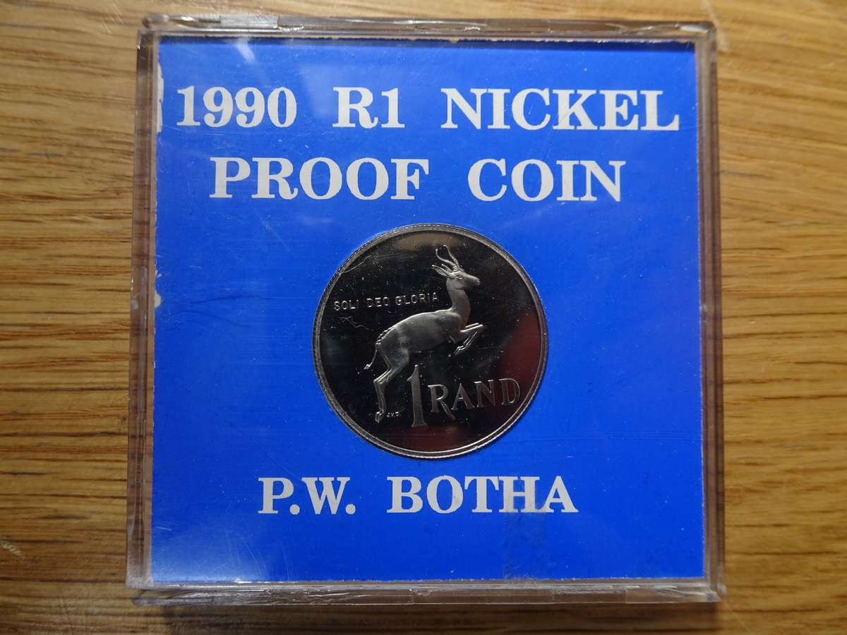 Five Sets Of 1990 R1 Nickel Proof Coins - P.W. Botha - Bidding On One - In Excellent Condition