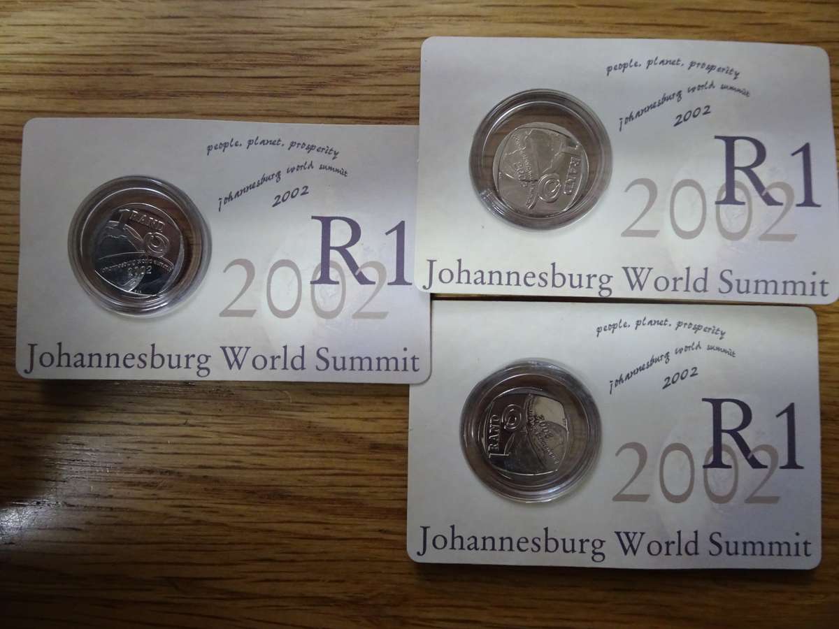 3x 2002 Circulated R1 Coins - Johannesburg World Summit - Bidding Per Coin