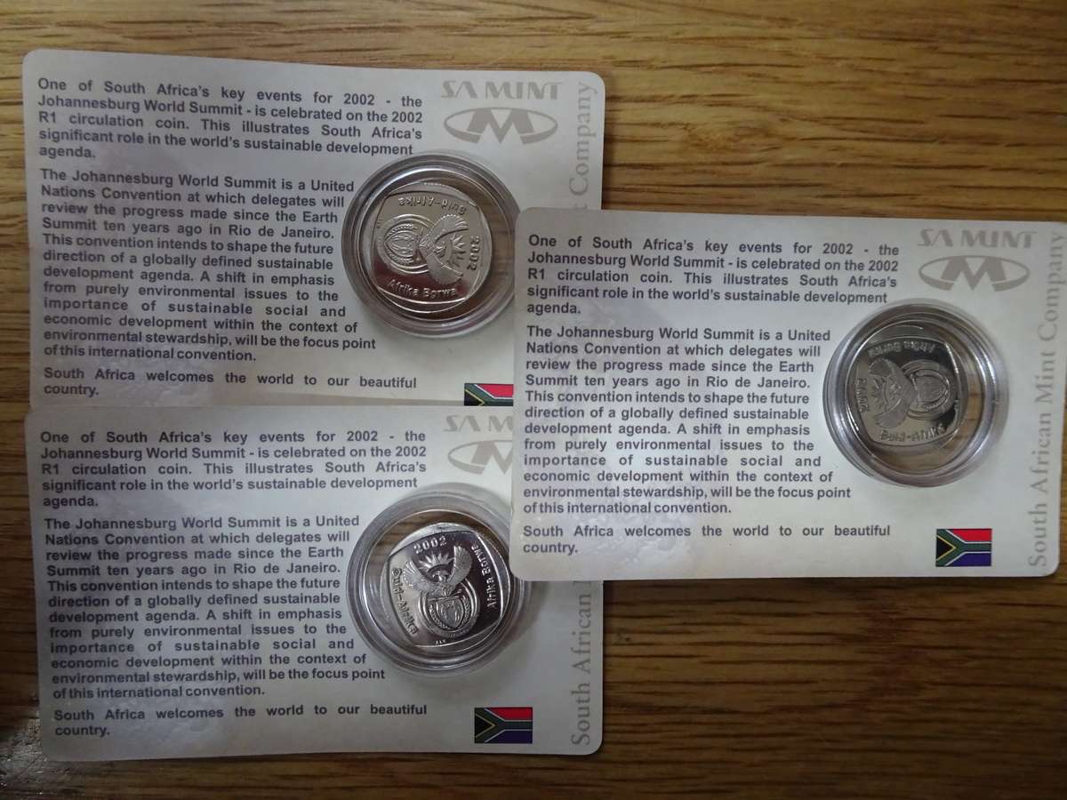 3x 2002 Circulated R1 Coins - Johannesburg World Summit - Bidding Per Coin