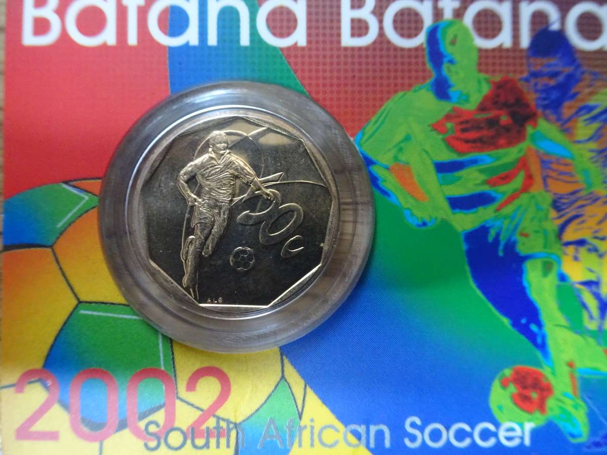 2x 2002 South African Soccer - Bafana Bafana 50cent Circulation Coins - Bidding Per Coin