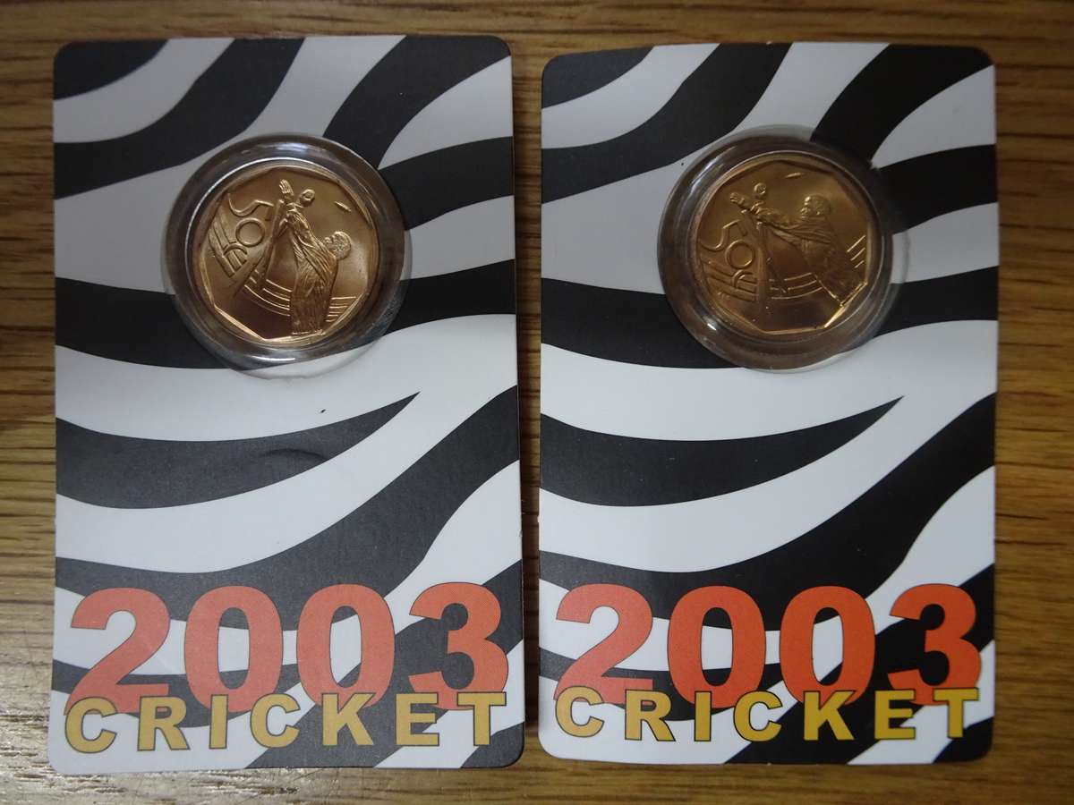 2x 2003 ICC Cricket World Cup 50cent Circulation Coins - Bidding Per Coin