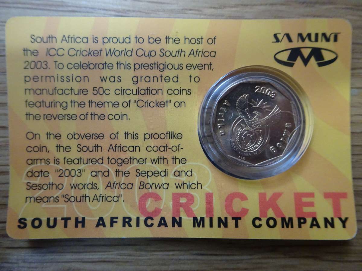2x 2003 ICC Cricket World Cup 50cent Circulation Coins - Bidding Per Coin