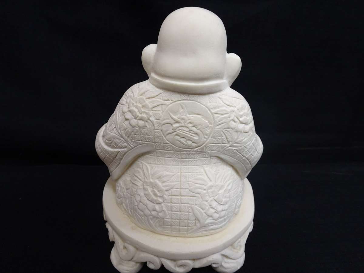 Stunning Smiling Vintage Buddha Resin Stone Antique Statue - In Good Condition