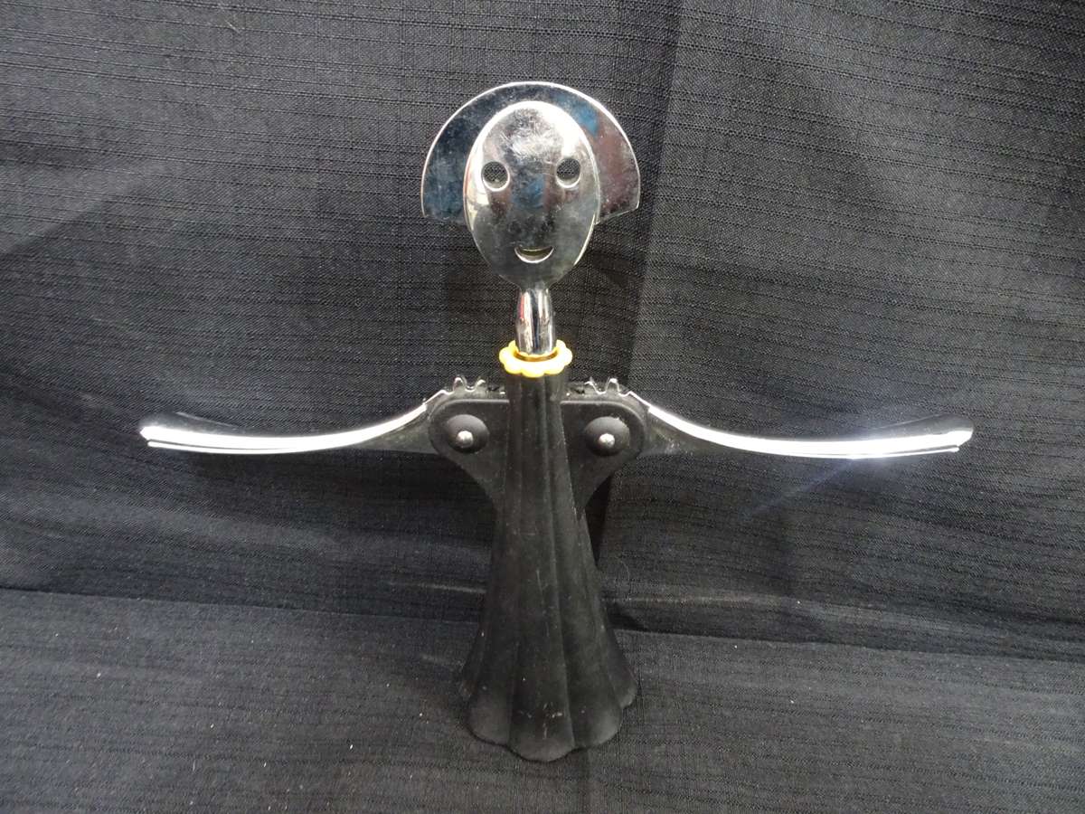 Stunning Anna G. Design Corkscrew, Resin and Chrome Zamak, Black - 24cm x 7cm