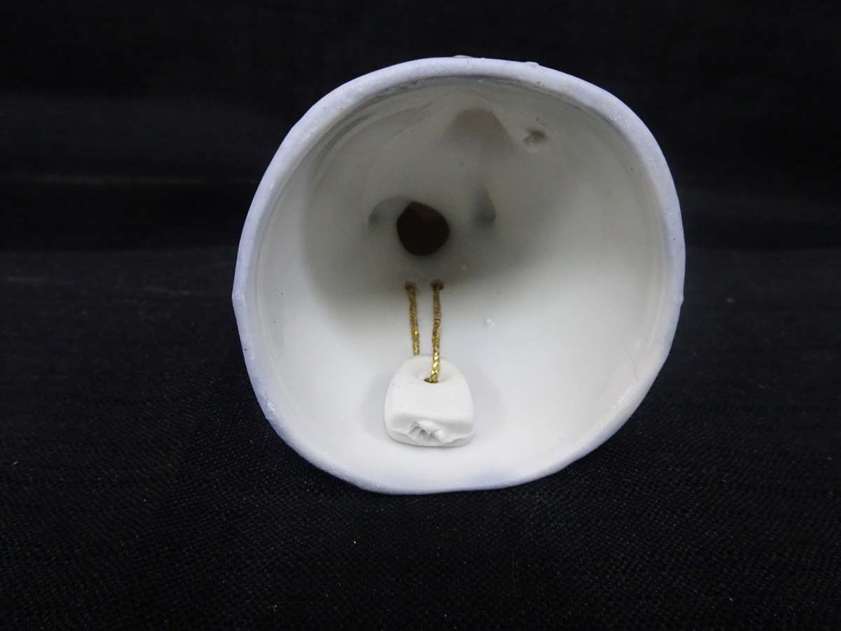 Stunning Vintage Girl Blue & White Holding A Parasol Porcelain Bell - In Good Condition