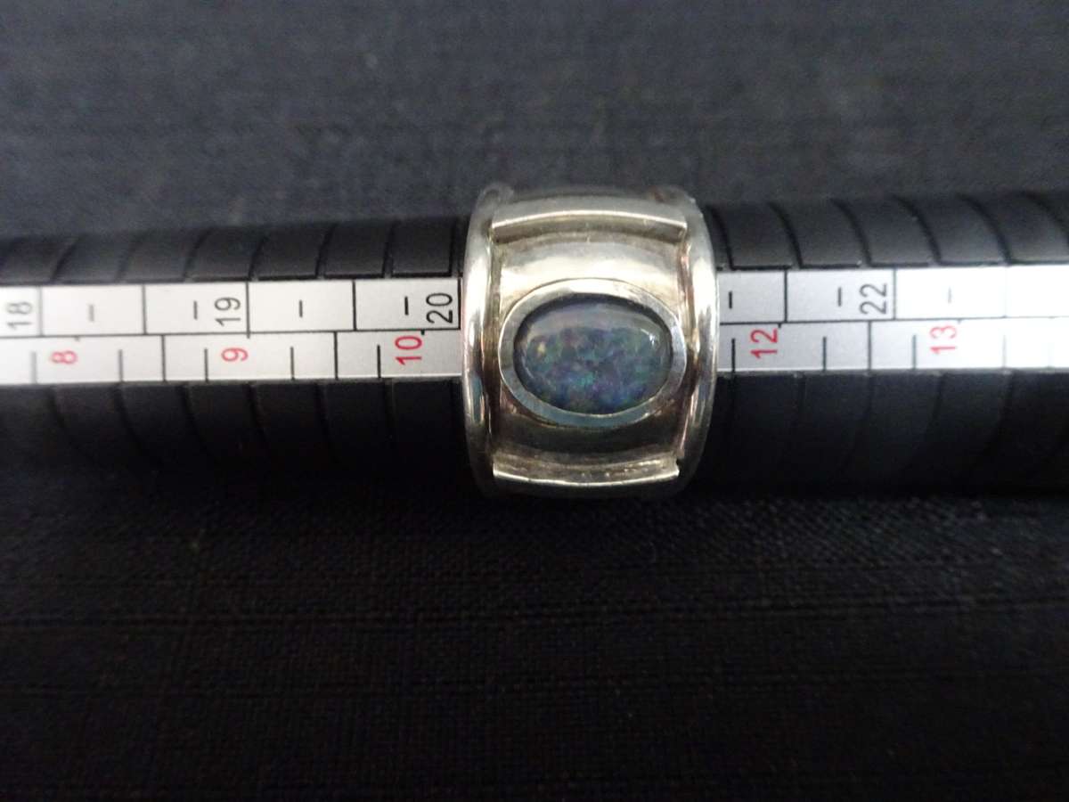 Beautiful Natural Lightning Solid Opal Sterling Silver Ring - Size 11 - 14.4 Gram - Marked SIL