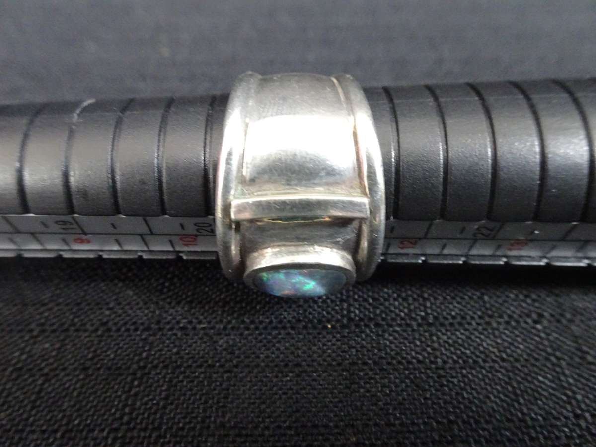 Beautiful Natural Lightning Solid Opal Sterling Silver Ring - Size 11 - 14.4 Gram - Marked SIL