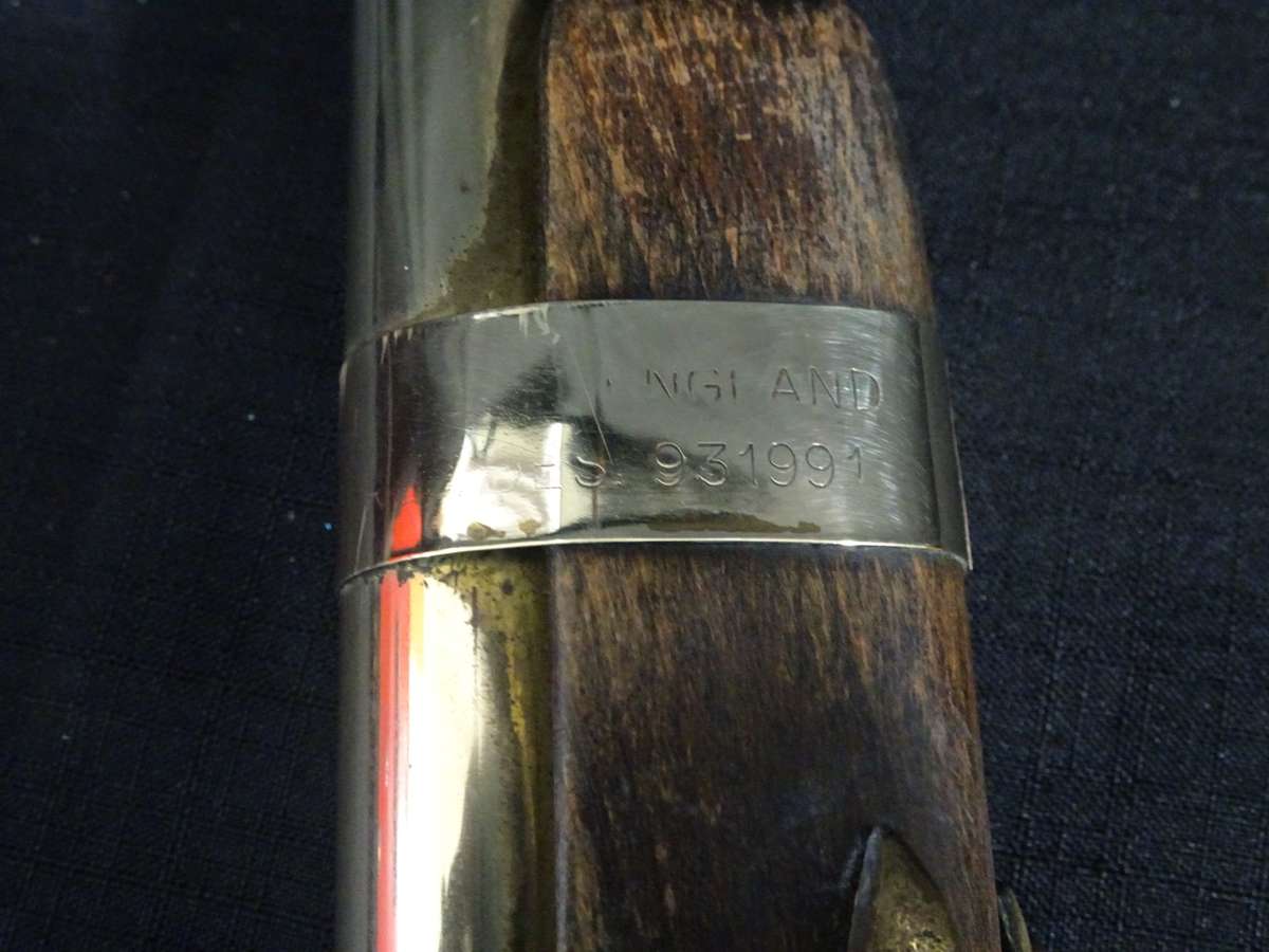 Vintage Replica Flint Lock Pistol With Brass Inlay - Made In England With Brass Mounting Brackets