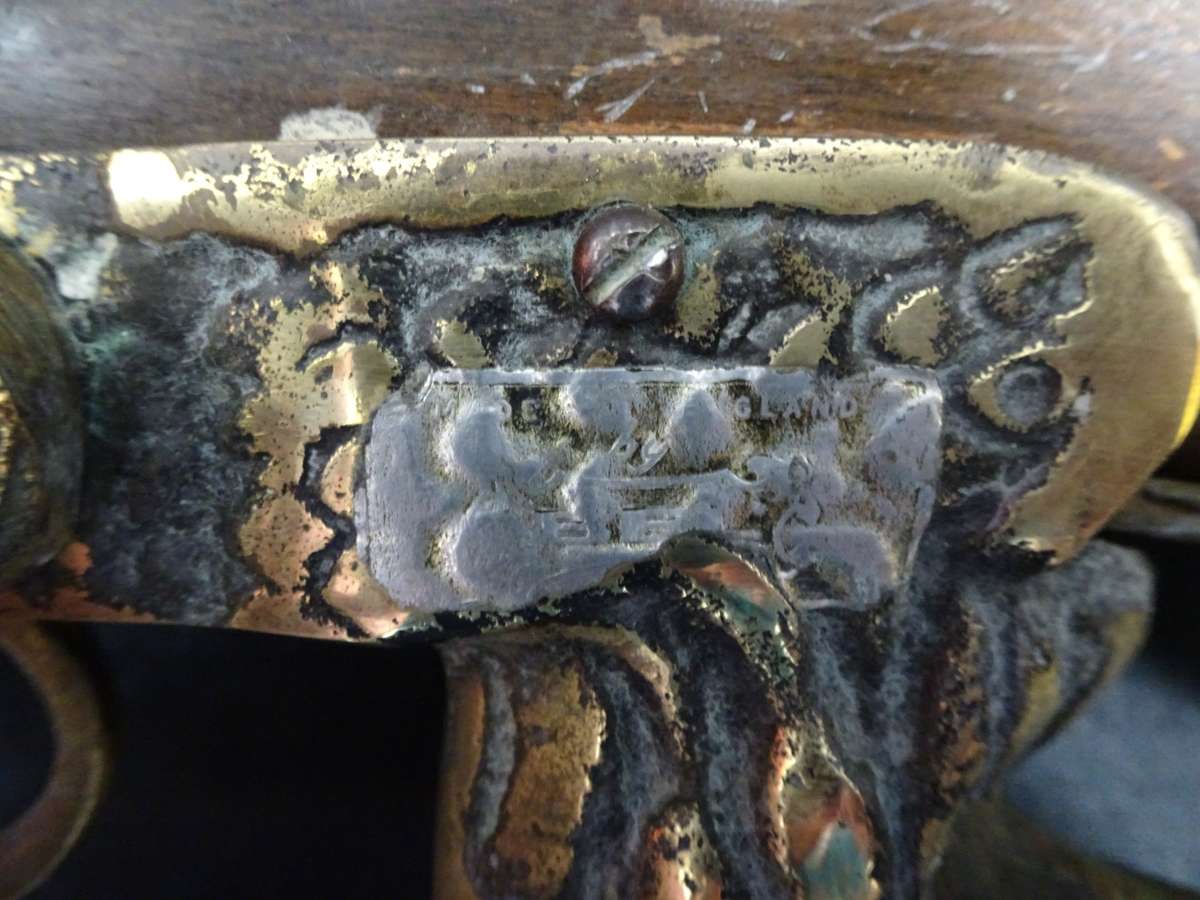 Vintage Replica Flint Lock Pistol With Brass Inlay - Made In England With Brass Mounting Brackets