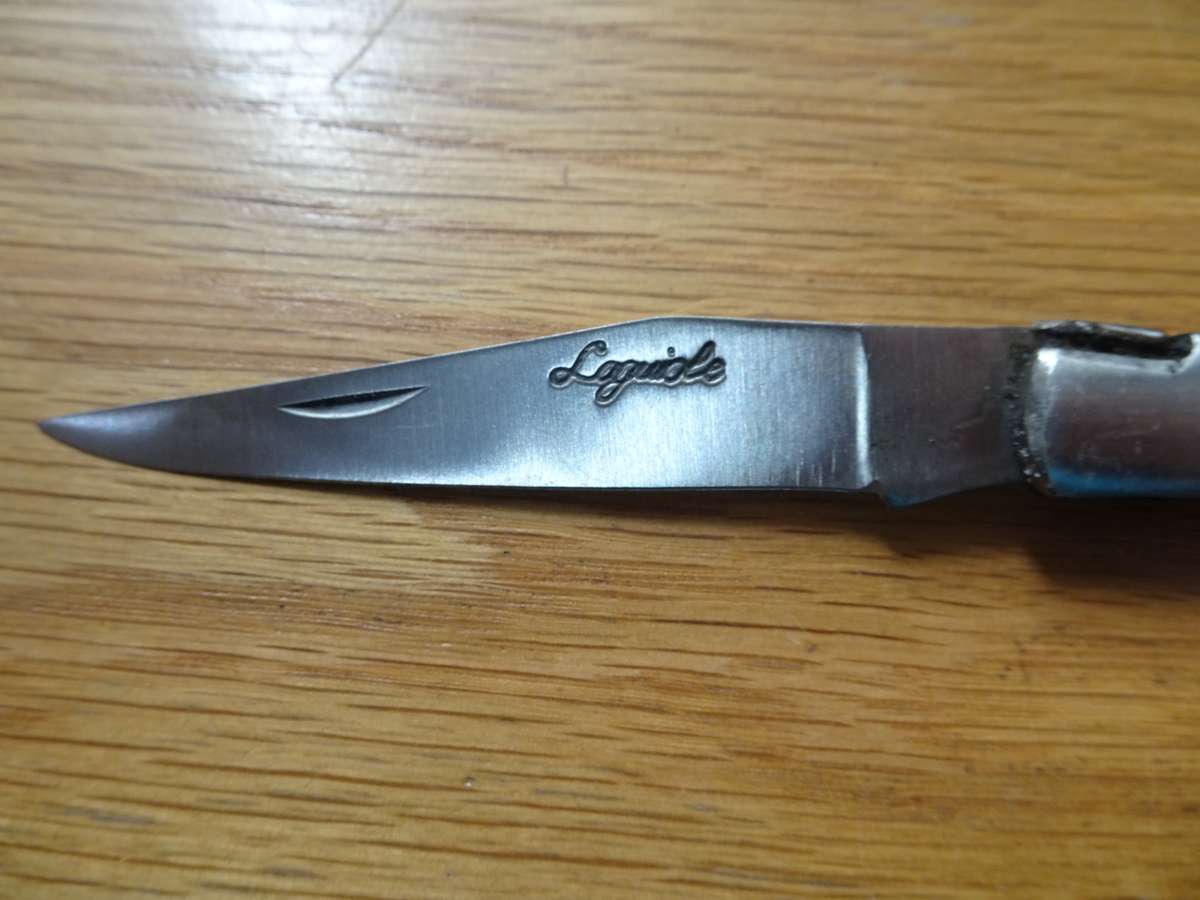 Fantastic Vintage `Laguiole` Folding Knife With Corkscrew Black And Red Stained Wood Handle