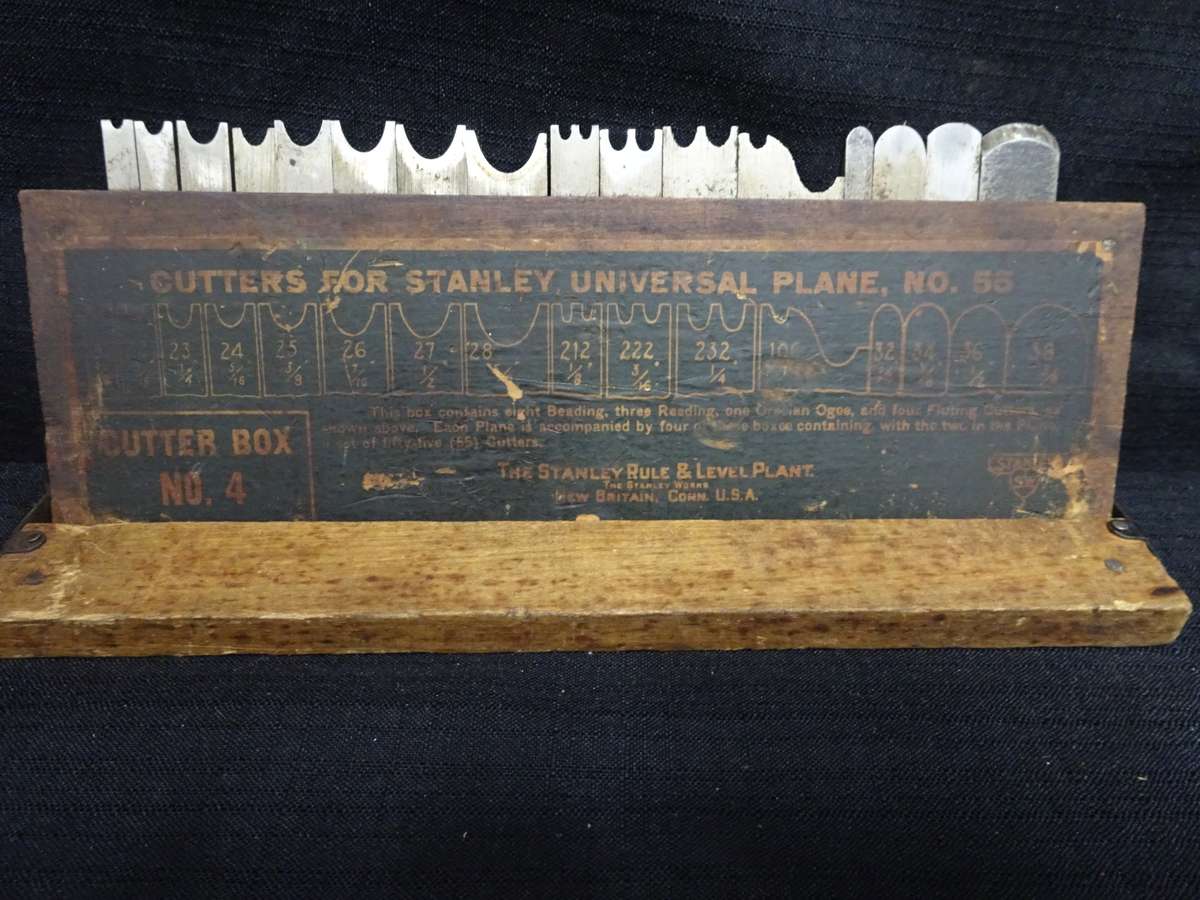 Vintage Cutters For Stanley Universal Plane No. 55 - Cutter Box No. 4 - In Used Condition
