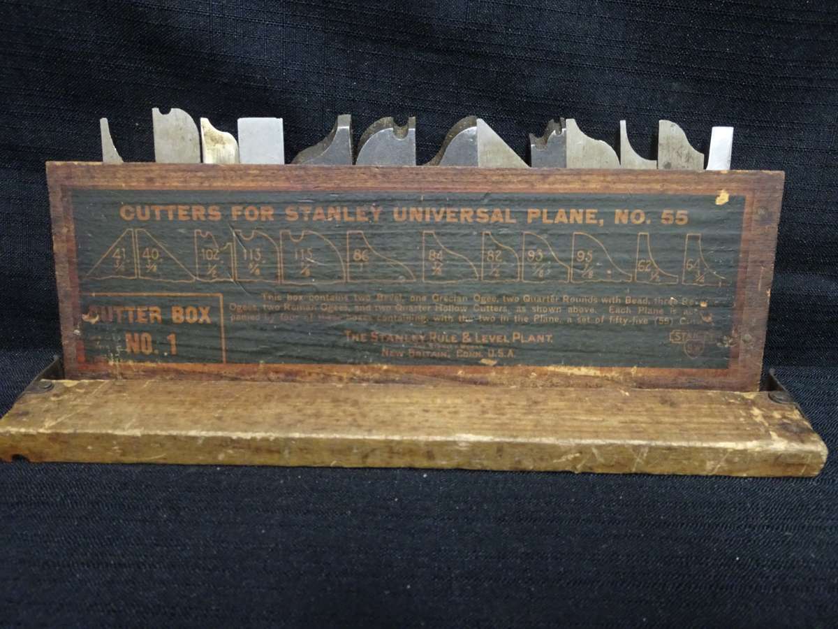 Vintage Cutters For Stanley Universal Plane No. 55 - Cutter Box No. 1 - In Used Condition