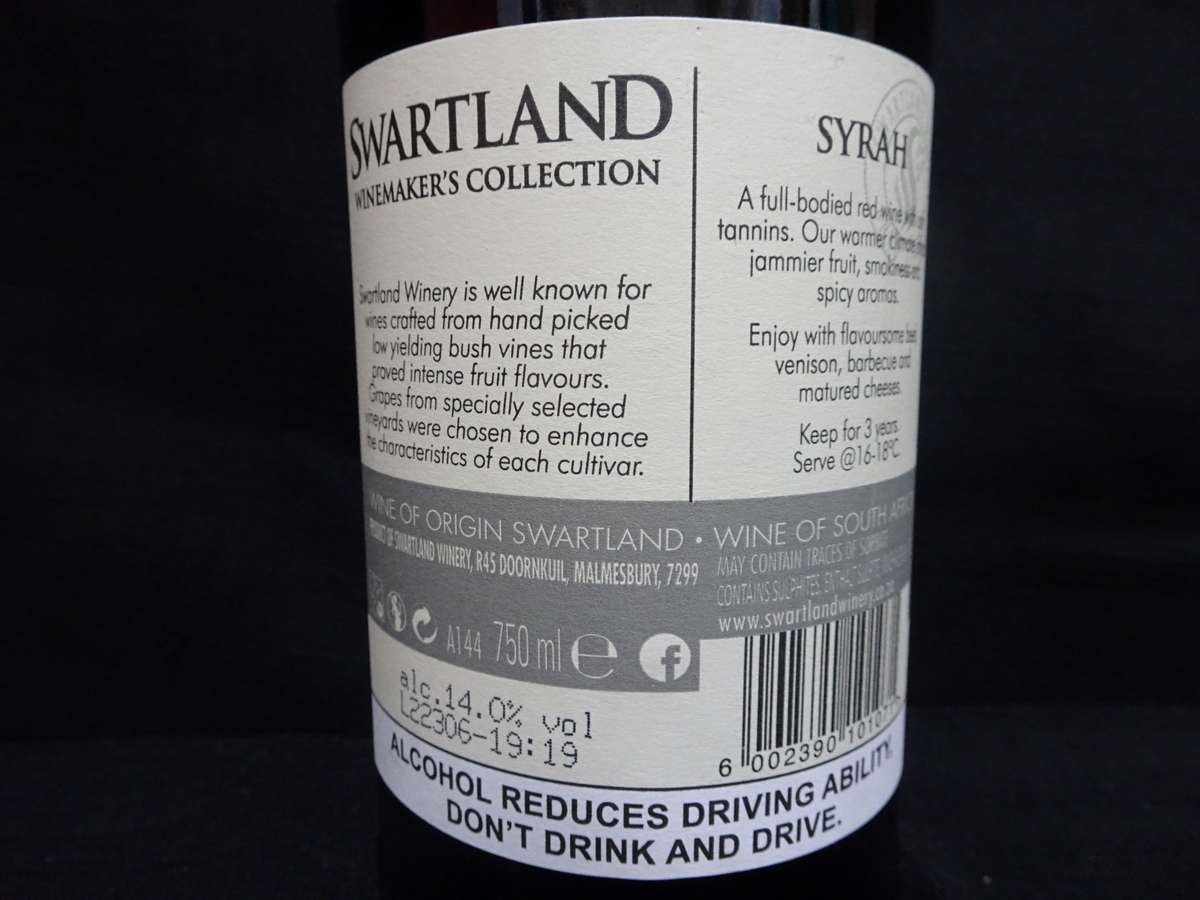 Sealed 750ml Bottle Of Swartland Winemaker's Collection 2021 Syrah - See My Description
