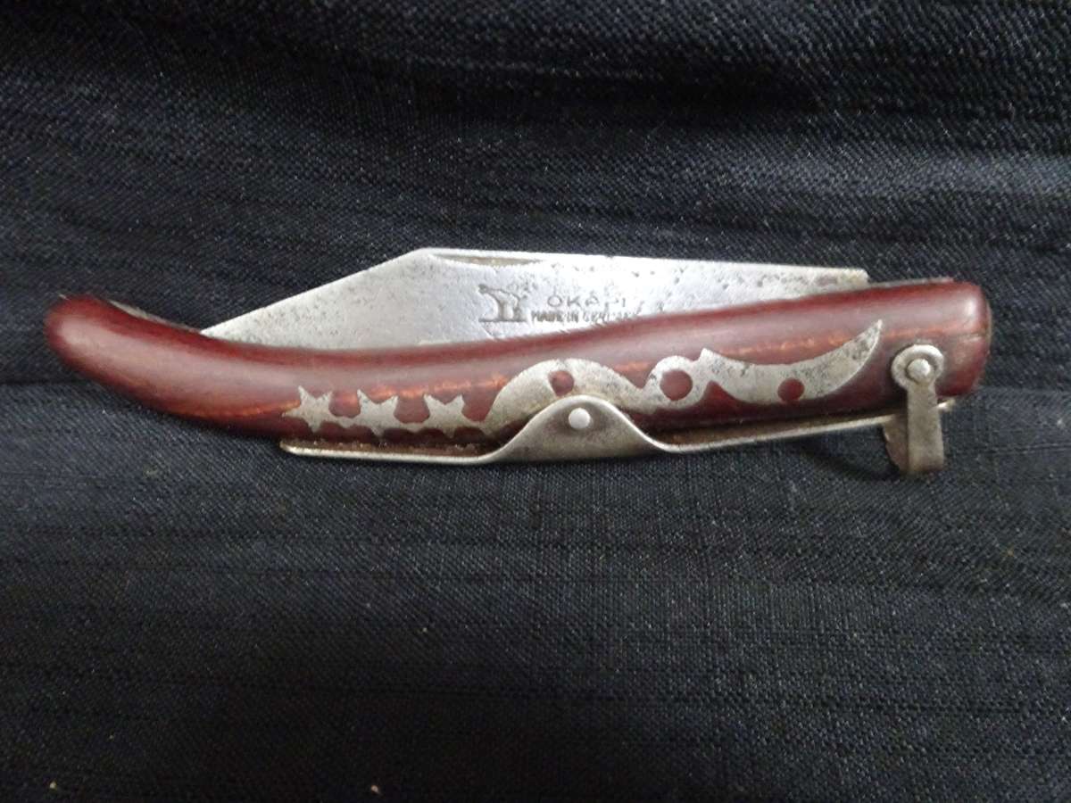 Vintage Okapi South Africa Locking Blade Knife Moon And (3) Stars - Okapi Made In Germany