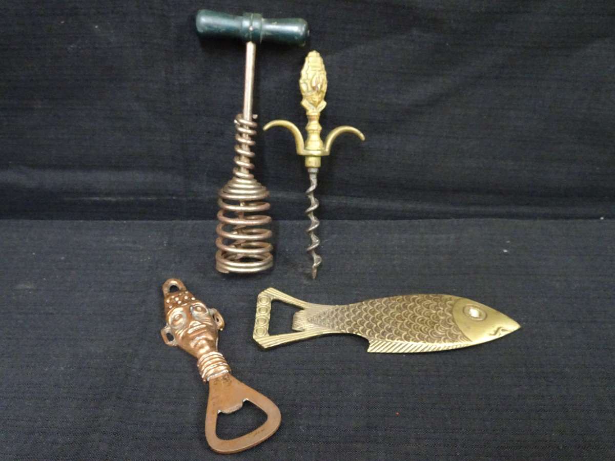Two Vintage Wine Bottle Openers And Two Vintage Bottle Openers - In Good Condition