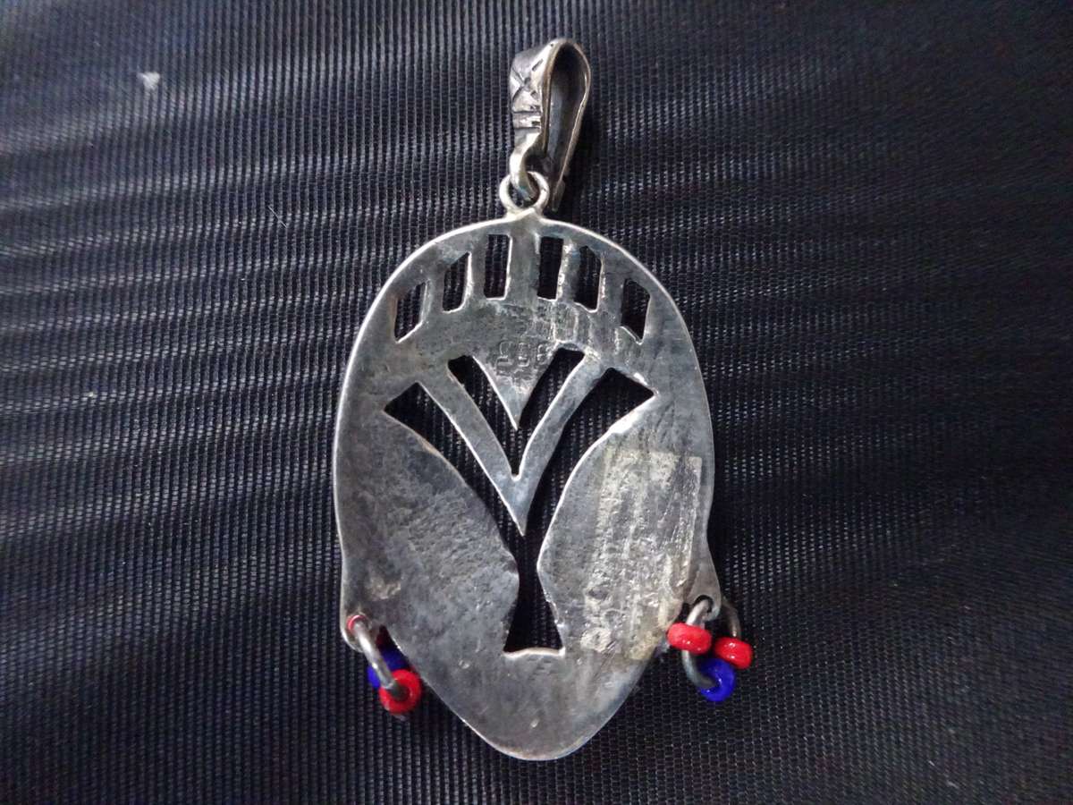 Stunning Sterling Silver African Mask Tribal Pendant - Marked 925 - 4.1 Grams