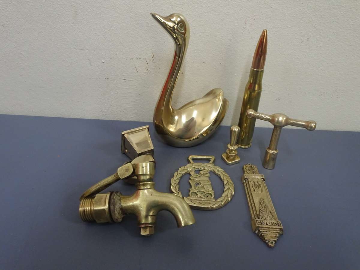 Joblot Of Eight Interesting Brass Items - In Good Condition