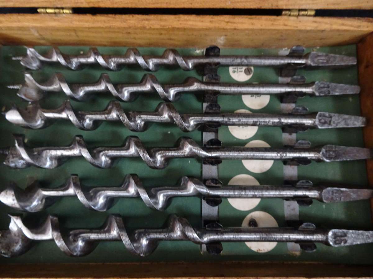 Very RARE Irwin Vintage Wood Auger Drill Bit Set Of 13pcs -Wilmington Ohio USA - In Wooden Box