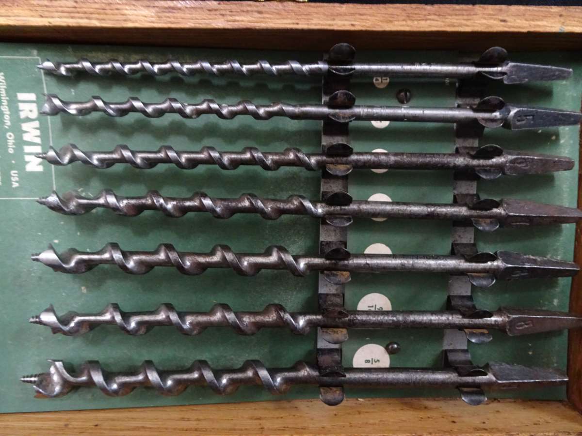 Very RARE Irwin Vintage Wood Auger Drill Bit Set Of 13pcs -Wilmington Ohio USA - In Wooden Box