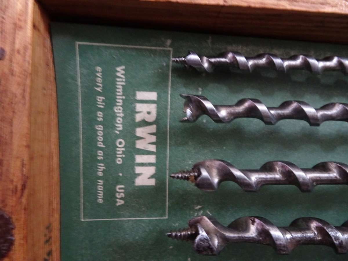 Very RARE Irwin Vintage Wood Auger Drill Bit Set Of 13pcs -Wilmington Ohio USA - In Wooden Box
