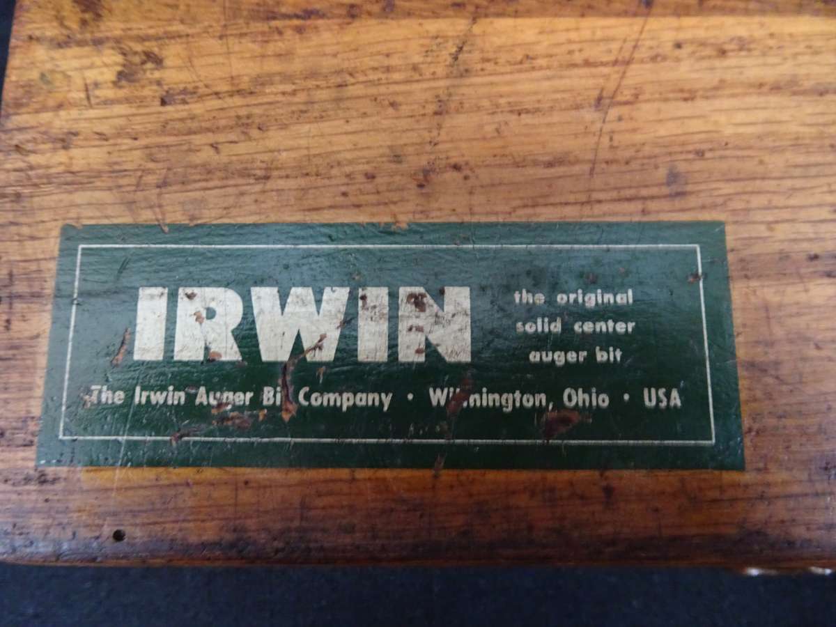 Very RARE Irwin Vintage Wood Auger Drill Bit Set Of 13pcs -Wilmington Ohio USA - In Wooden Box