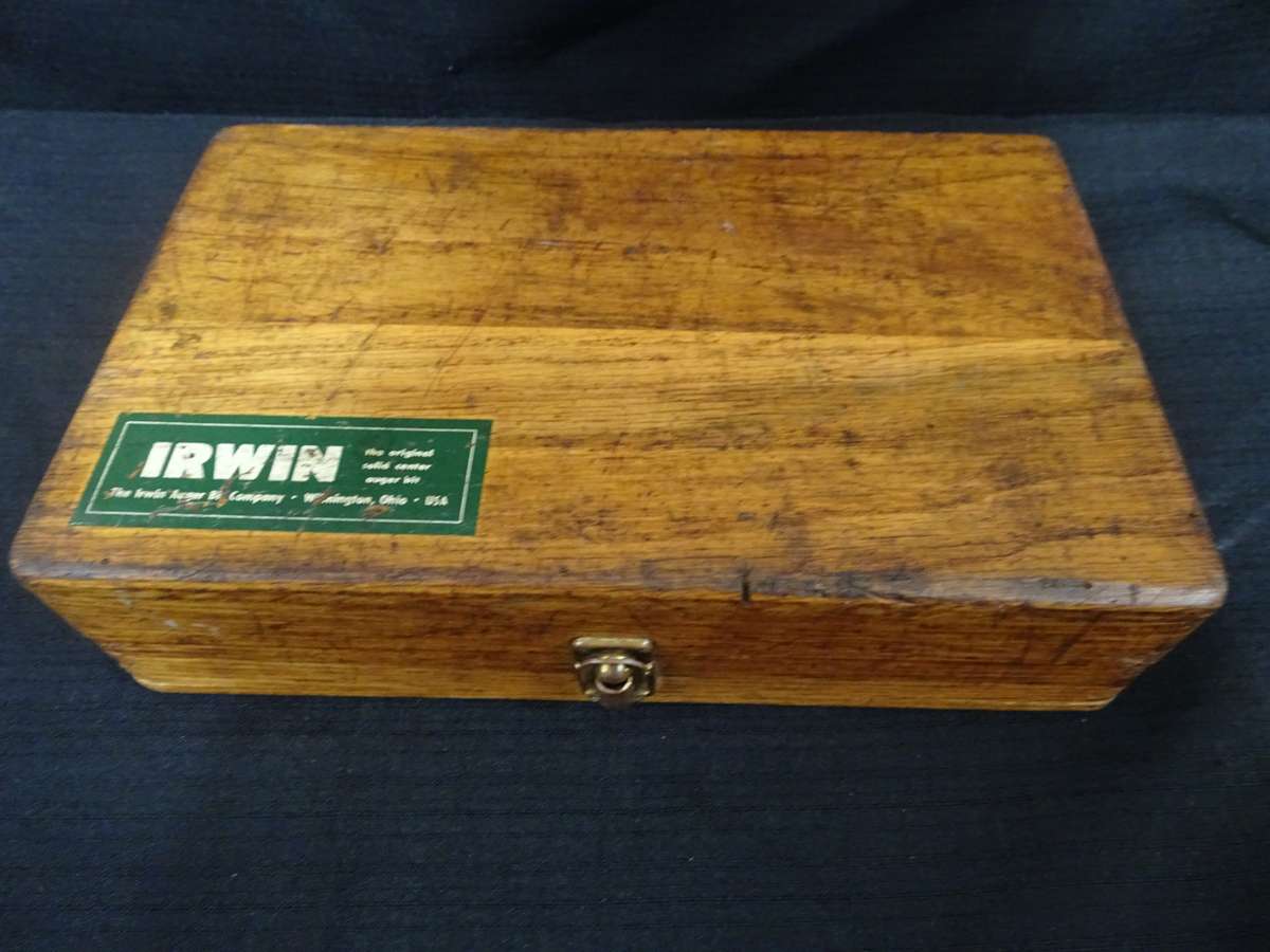 Very RARE Irwin Vintage Wood Auger Drill Bit Set Of 13pcs -Wilmington Ohio USA - In Wooden Box