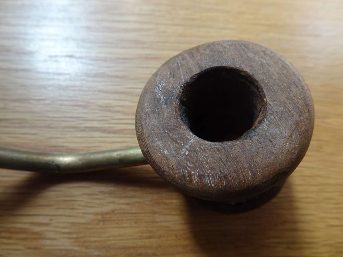 Very Interesting Brass And Wood Smoking Pipe - Looks To Be Never Used And Handmade - Good Condition