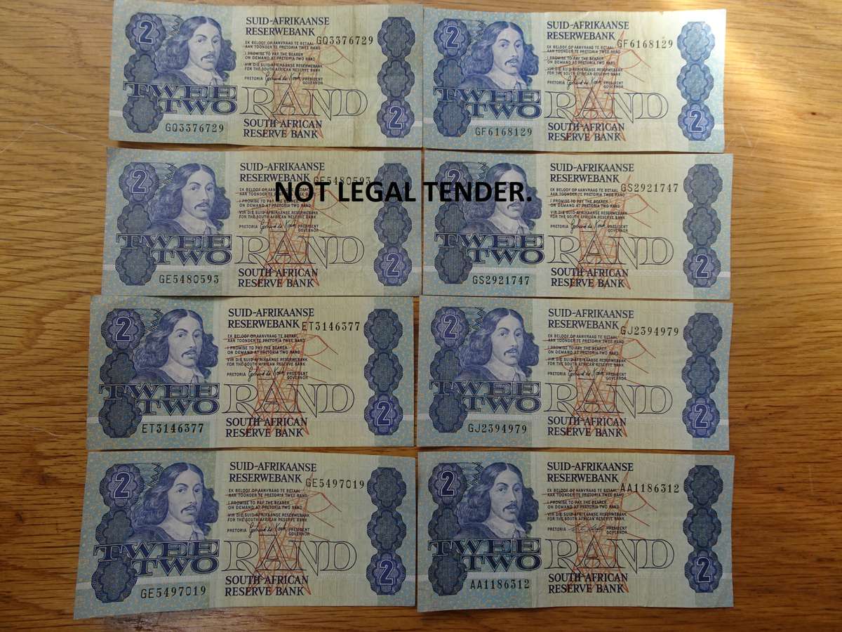 8x South Africa Two Rand Bank Notes - Gerhard De Kock - Bidding Per Note