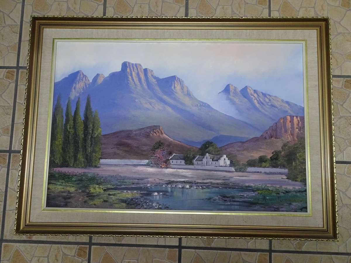Gorgeous Large Oil On Board Landscape By South African Artist Helena Mommen 1996 - See Description