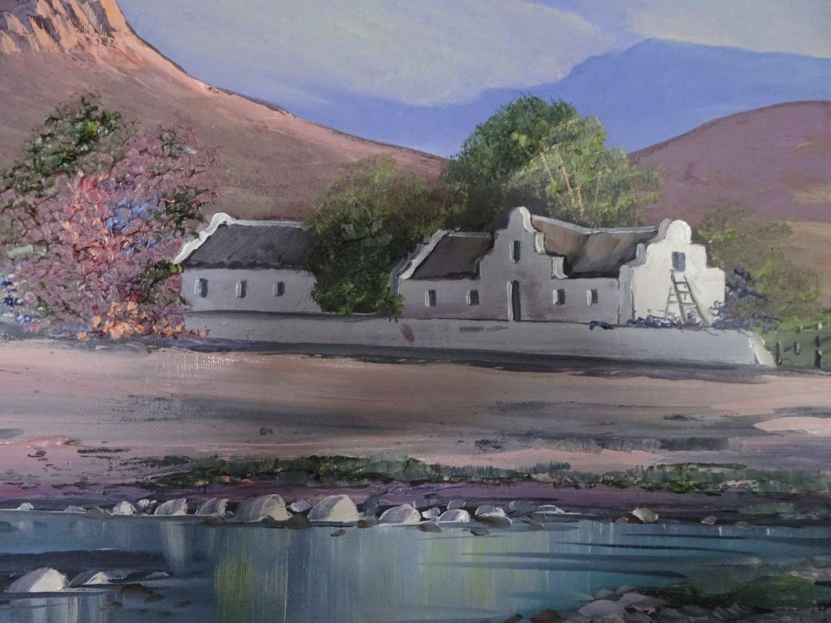 Gorgeous Large Oil On Board Landscape By South African Artist Helena Mommen 1996 - See Description