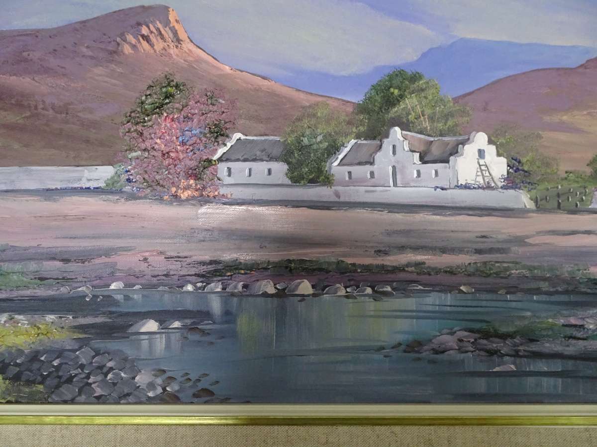 Gorgeous Large Oil On Board Landscape By South African Artist Helena Mommen 1996 - See Description