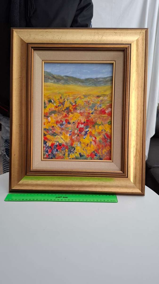 Stunning Oil on Board By Irish Artist Ena Fitzpatrick - Wild Flowers Scene- In Excellent Condition