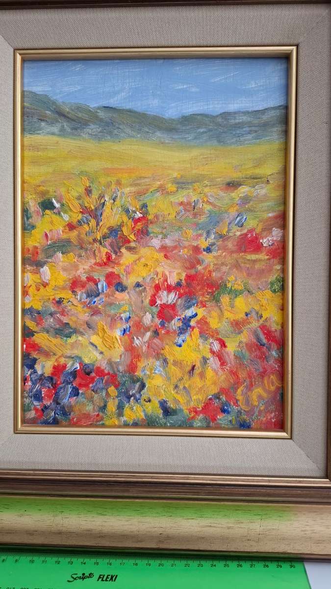 Stunning Oil on Board By Irish Artist Ena Fitzpatrick - Wild Flowers Scene- In Excellent Condition