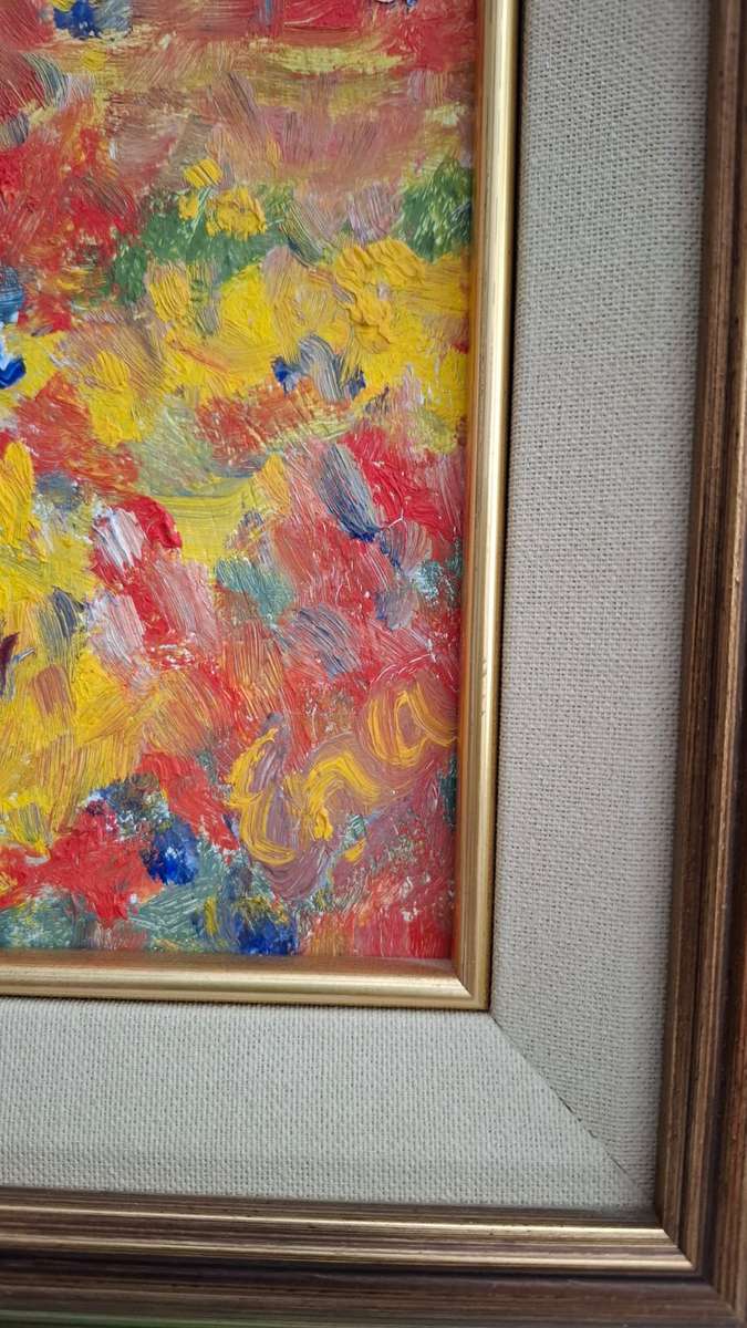 Stunning Oil on Board By Irish Artist Ena Fitzpatrick - Wild Flowers Scene- In Excellent Condition