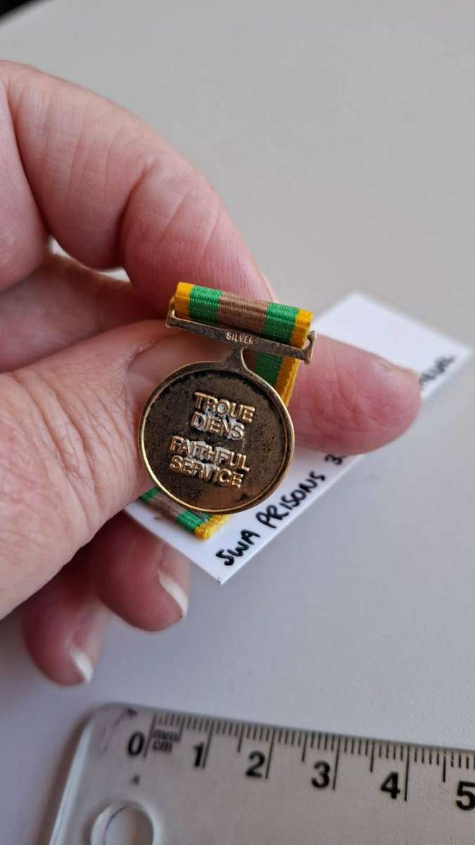 Rare South West Africa Prisons 30 Year Service Miniture Medal -Clearly marked Silver