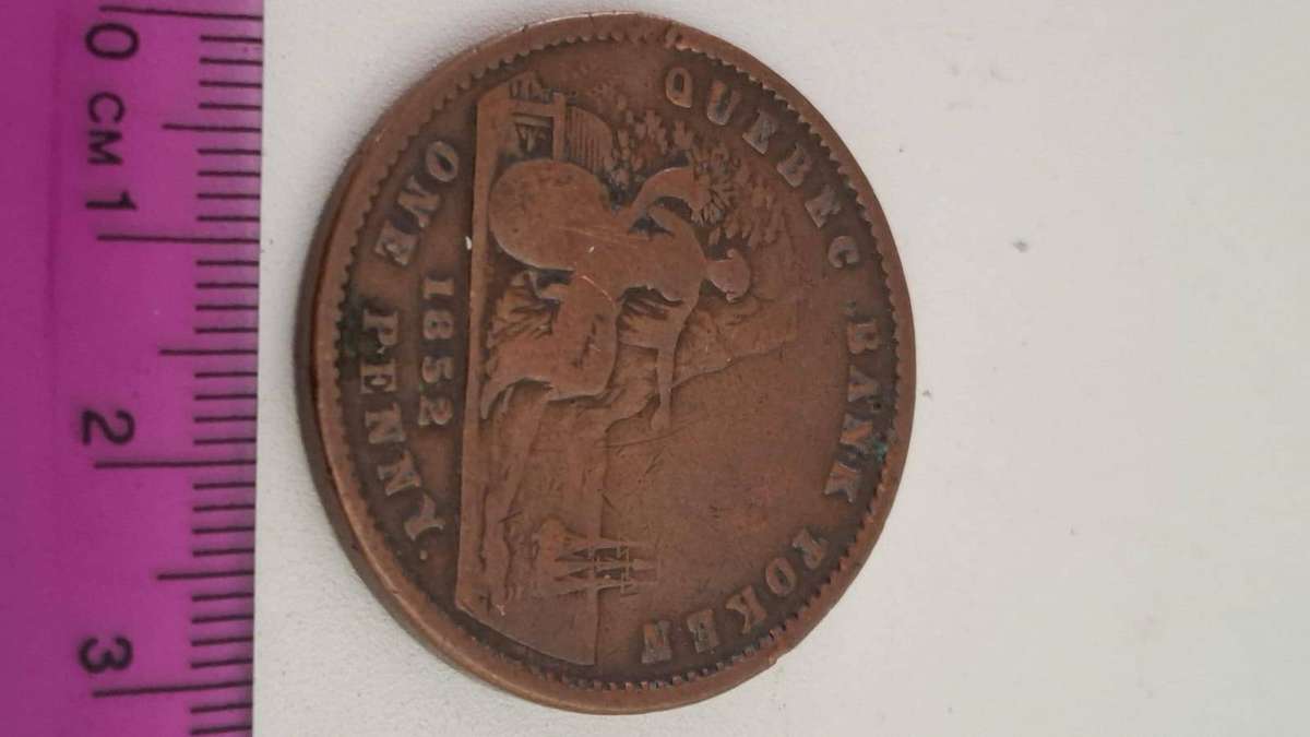 Very Rare 1852 Quebec Bank One Penny Token from Canada