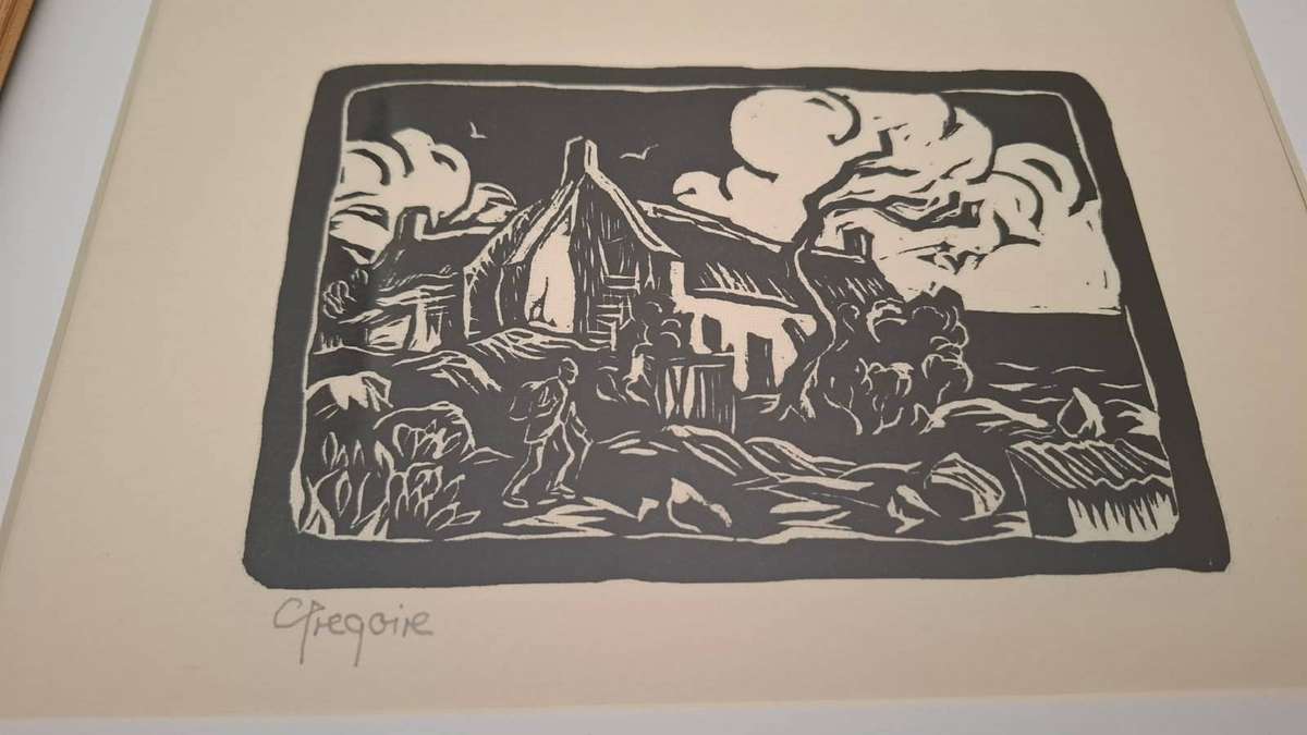Stunning Gregoire Boonzaier (1909-2005) Linocut "Beach Cottage-" Signed -Framed