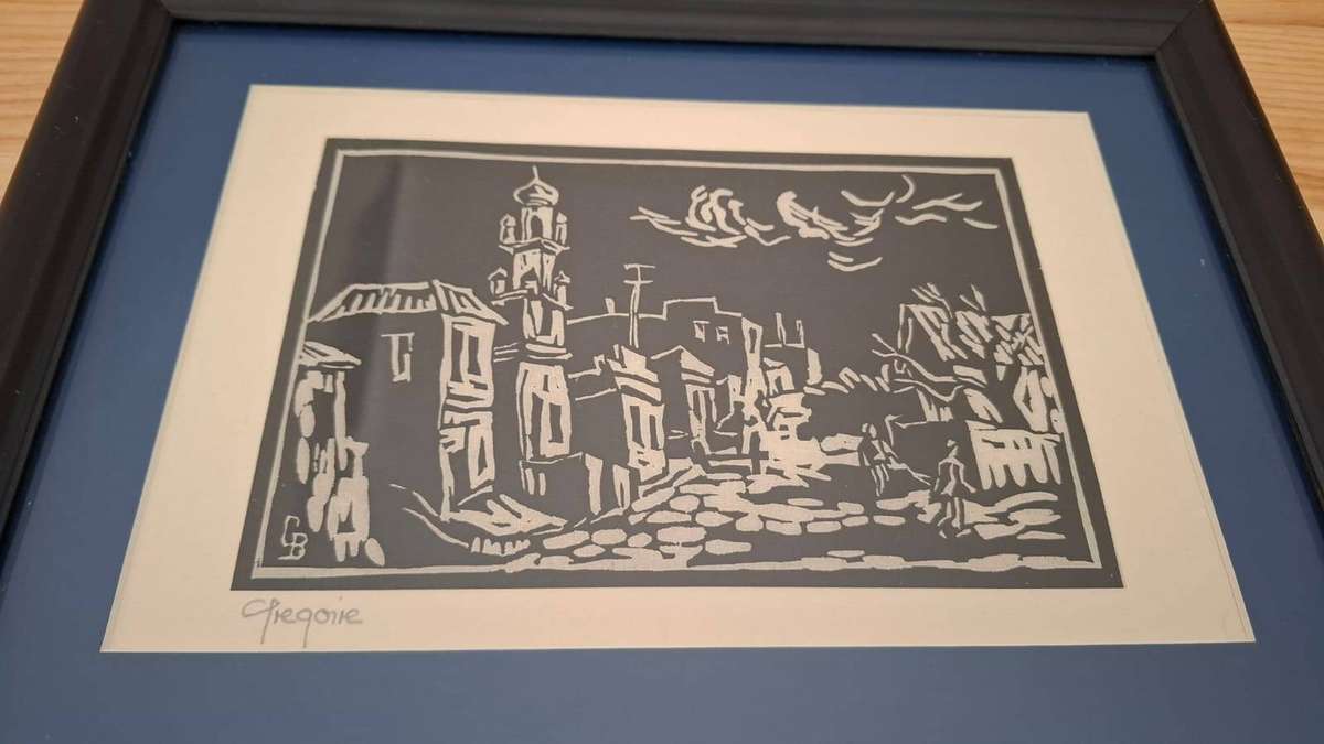Stunning Gregoire Boonzaier (1909-2005) Linocut "Bo Kaap Neighborhood Cape Town" Signed -Framed