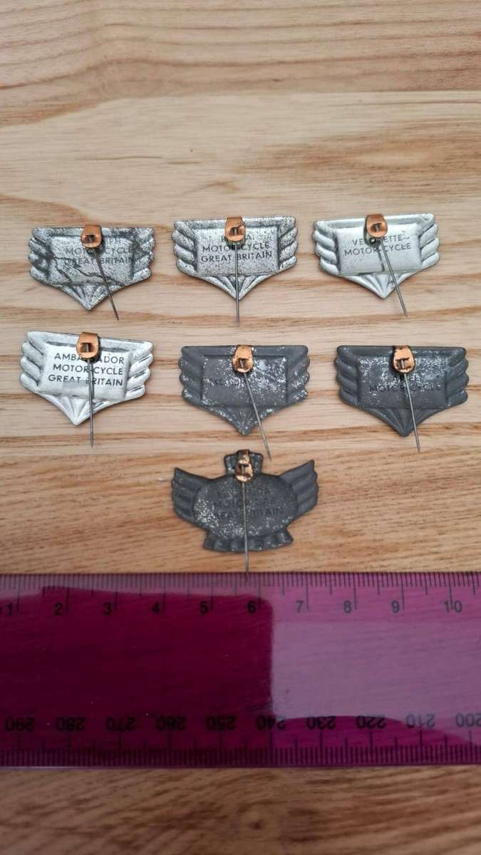 Rare Collection of Vintage Motor Cycle Great Britain Tin Pin Badges - in Good Condition