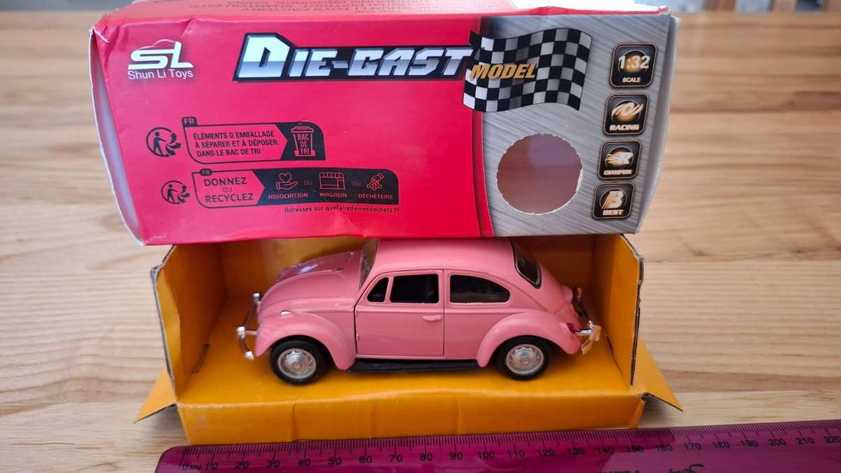 Die-Cast Metal Model - Pink Beetle Volkswagen in Good Condition