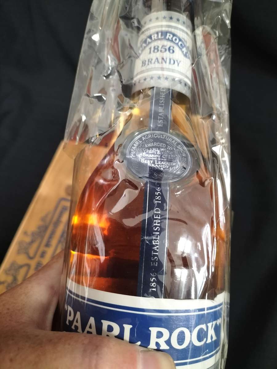 Vintage Paarl Rock 1856 Superior Old Brandy with Wooden Box - Sealed - Good Condition