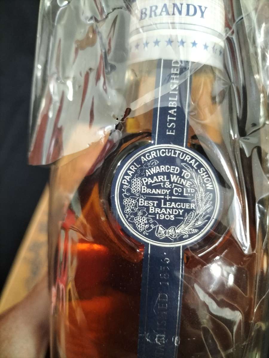 Vintage Paarl Rock 1856 Superior Old Brandy with Wooden Box - Sealed - Good Condition