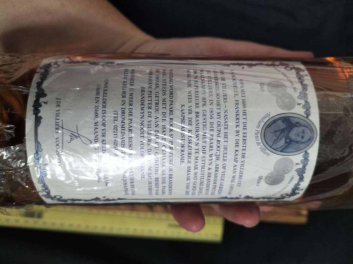 Vintage Paarl Rock 1856 Superior Old Brandy with Wooden Box - Sealed - Good Condition