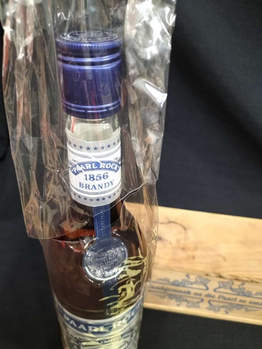 Vintage Paarl Rock 1856 Superior Old Brandy with Wooden Box - Sealed - Good Condition