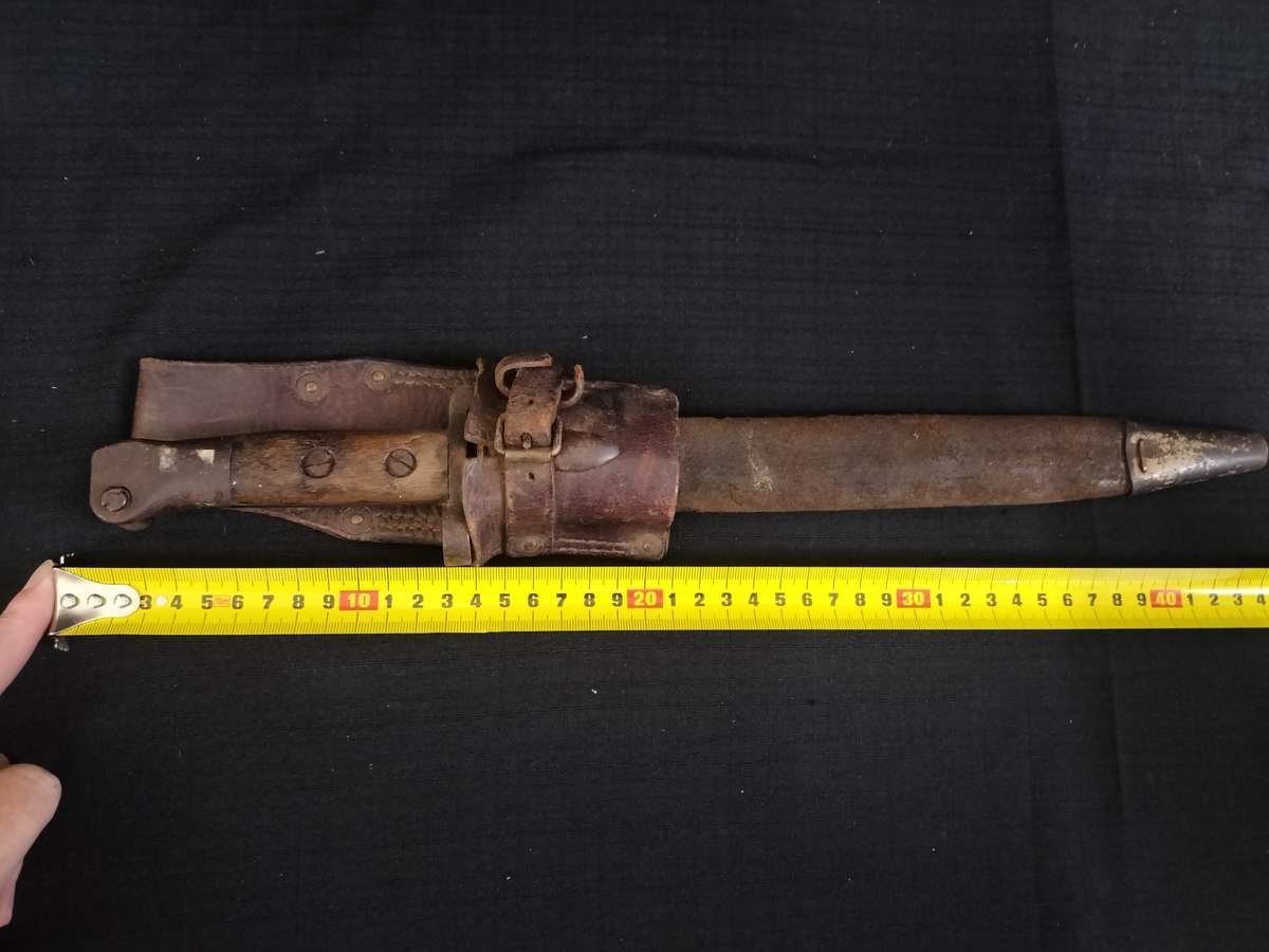Vintage South African Police Bayonet with Leather Sheath and leather Frog  - See Description