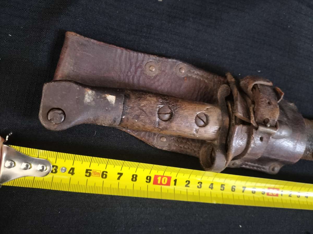 Vintage South African Police Bayonet with Leather Sheath and leather Frog  - See Description
