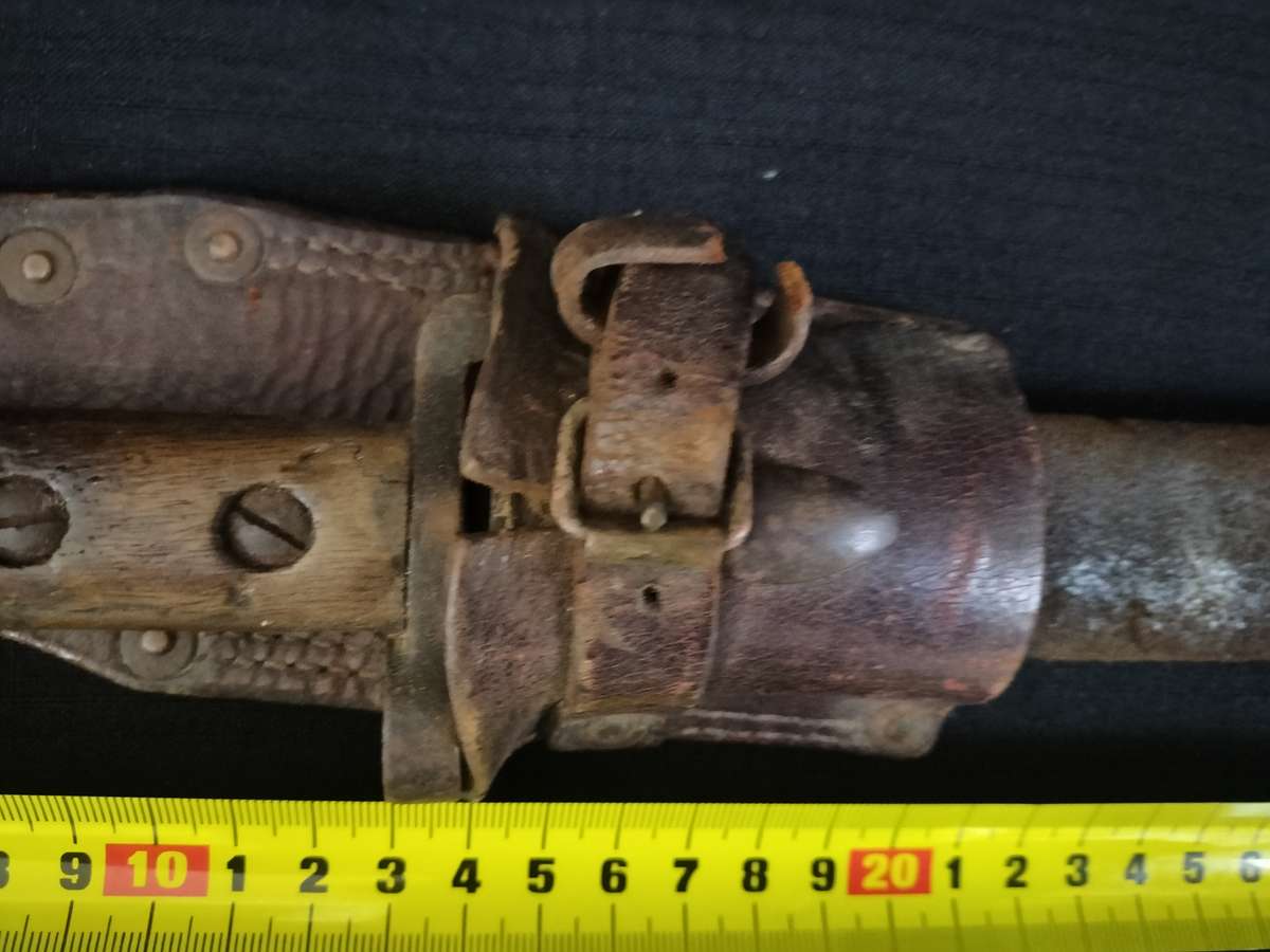 Vintage South African Police Bayonet with Leather Sheath and leather Frog  - See Description