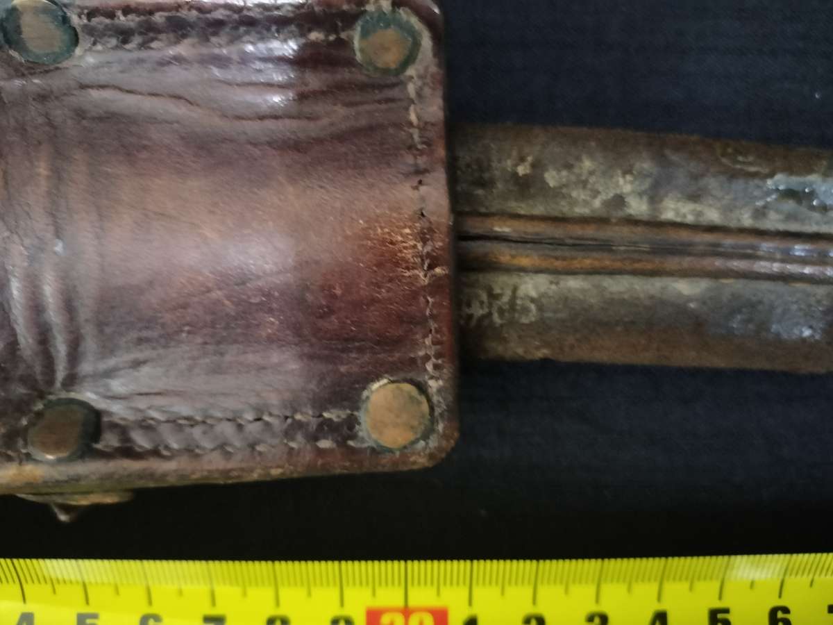 Vintage South African Police Bayonet with Leather Sheath and leather Frog  - See Description