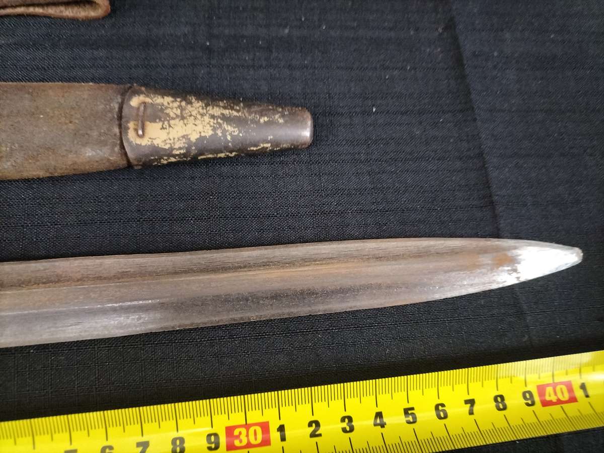 Vintage South African Police Bayonet with Leather Sheath and leather Frog  - See Description